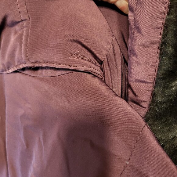 Centigrade Down Quilted Coat w/ Detachable Faux Fur Hood XL Purple - Picture 5 of 8